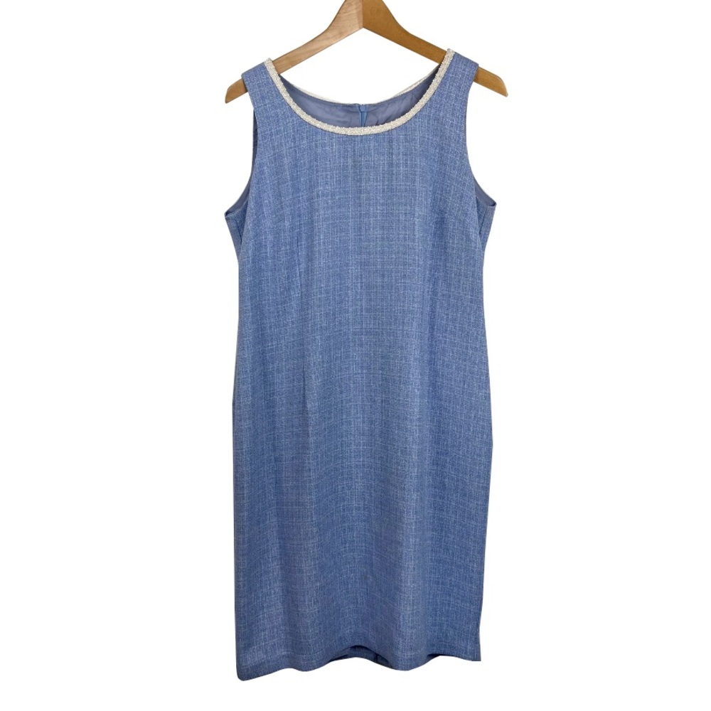 Vintage Positive‎ Attitude Light Blue Crosshatched Textured Sleeveless Dress